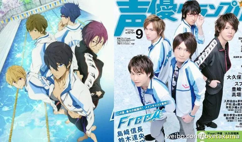 Free!: Seiyuus posan en portada de revista como si fueran los personajes –  Gentokyo